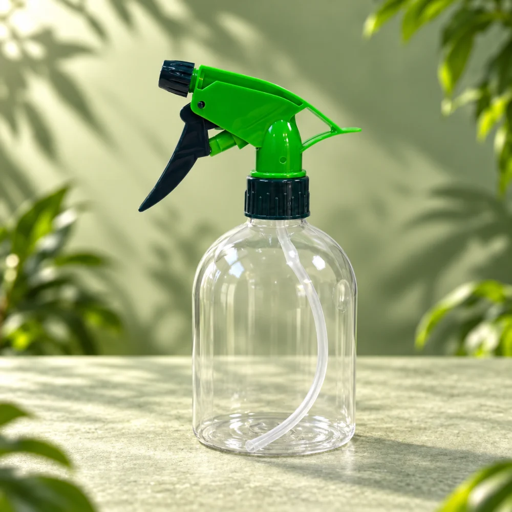  Trigger spray bottle · Clear in a green product setting
